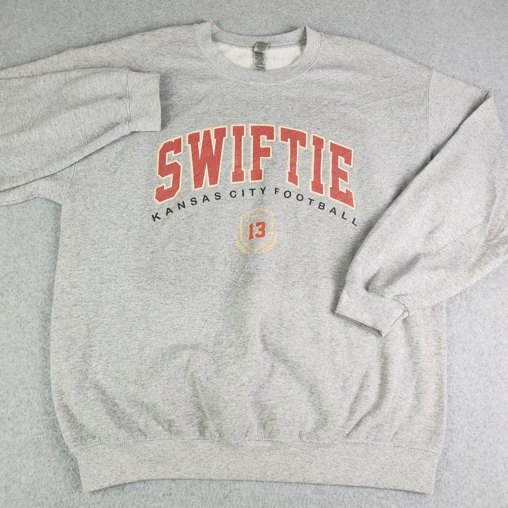Swiftie Kansas City Football 13 Sweatshirt Mens Large Gray‎ Gildan Heavy Blend